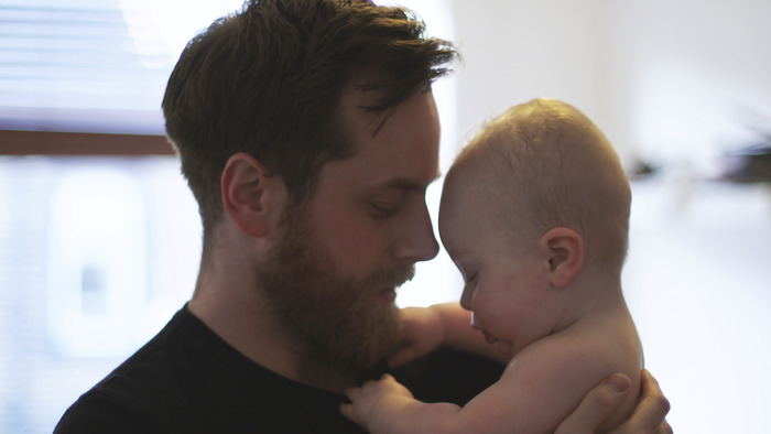 Dave at home with his son, Oscar - Leeds, 2012